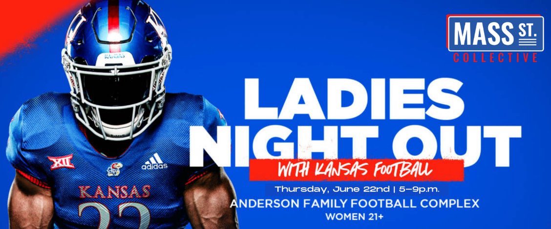 Calvin Clements (@calvinclements9) on Twitter photo Buy your tickets today and join <a href="/KU_Football/">Kansas Football</a> for Ladies Night Out on June 22!
🎟️: massstrategies.com/ladies-night-f…
@Mass_StNIL #NIL #KUcollective Buy your tickets today and join <a href="/KU_Football/">Kansas Football</a> for Ladies Night Out on June 22!
🎟️: massstrategies.com/ladies-night-f…
@Mass_StNIL #NIL #KUcollective