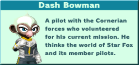 AndrossSF0's tweet photo. Dash Bowman, the grandson of Andross, a young pilot that worked for the Cornerian Army. He thinks the world of the Star Fox Team & flew his Monkey Arrow into battle to assist Fox & Co during war with the Anglars. #starfox #starfoxcommand #Nintendo #dashbowman https://t.co/x8jvl1uXrY