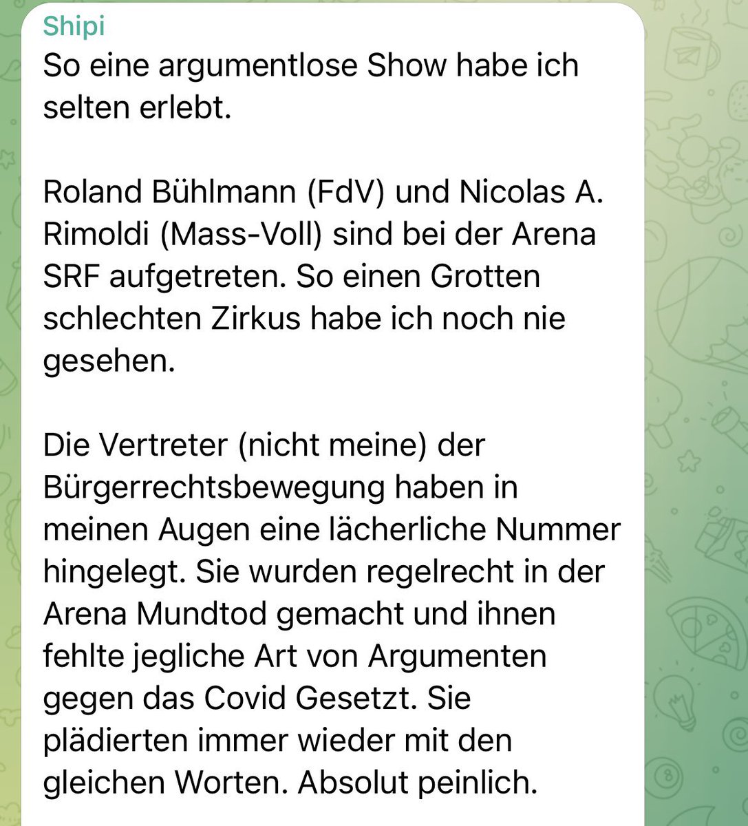 Sandra76910531's tweet image. Also diese NR Kanditaten - übel, was ihr da abzieht. Was ich ganz toll finde der Beef gegen #Rimoldi #Bühlmann - Spiri zitiert wohl die Aussagen von #Shipi 🤭😂🤣 Was da wohl los sein wird nach dem 18.6. ? 🤡