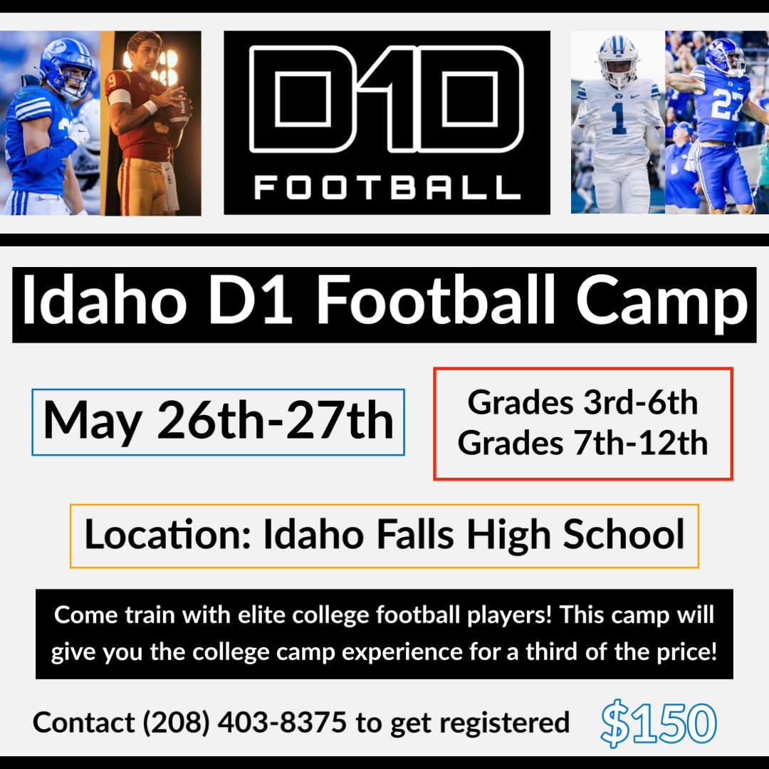 5 days away! Don’t miss this opportunity  to work with elite college football players!