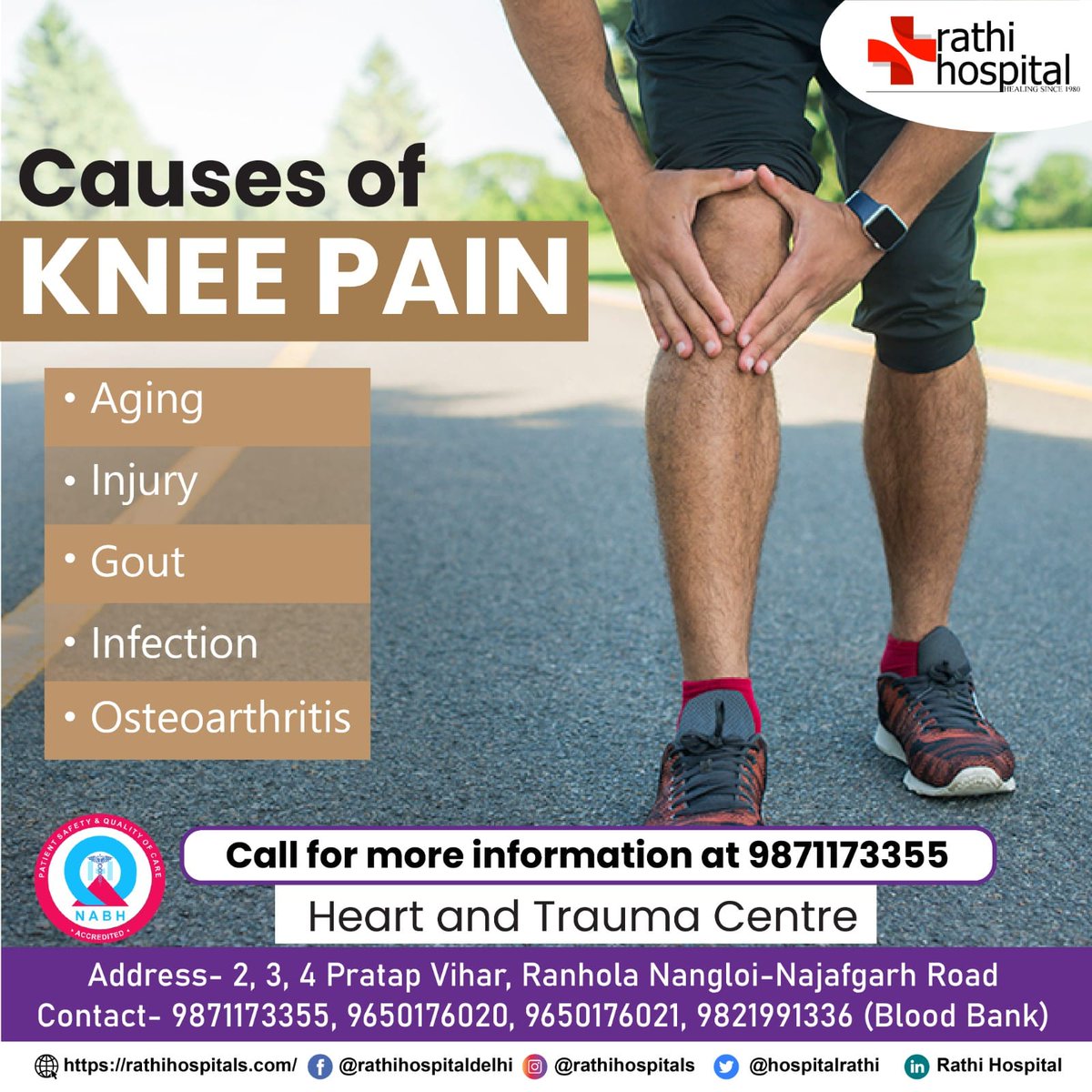 HospitalRathi's tweet photo. Knee pain is a common complaint that affects people of all ages. Here are some reasons for knee pain.
.
.
Follow Rathi Hospital for more such content
#Rathihospital #kneepainrelief #kneepain #kneepainsymptoms #kneereplacementsurgery #Multispecialisthospital https://t.co/PlvOrgFf7m