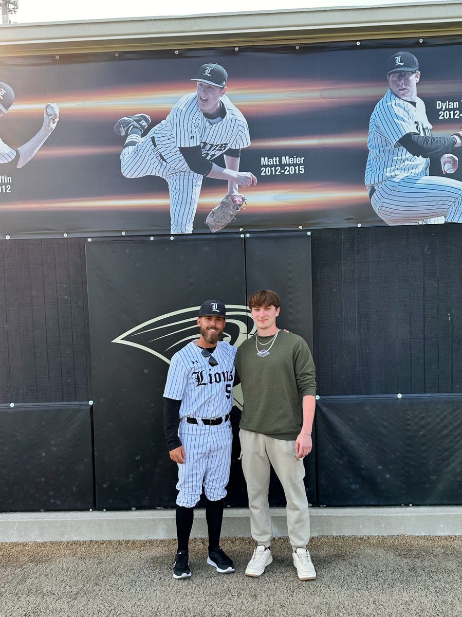 Great to meet my <a href="/LULIONSBASEBALL/">Lindenwood University Baseball</a> coaches <a href="/pjfinigan/">PJ Finigan</a> @AdamCoreLU this weekend. 

Met my future teammates and watched them get a big win on Seniors day at the ball park. 

Can’t wait to get back here this fall and be part of this program. #OneRoar