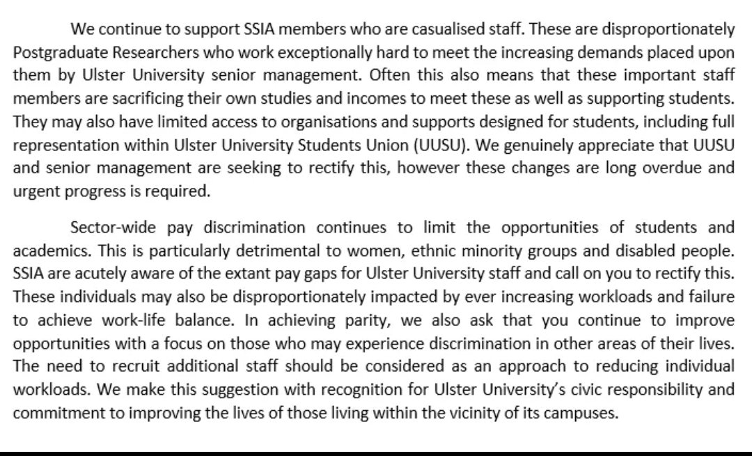 One year ago, I, as part of @Solidarity_SSIA wrote this letter to @UlsterUni VC with @amz_wot. We are extremely proud that some change has been made, though it may or may not have been a direct result of our asks. We're still 100% behind our friends & colleagues @UCU_Ulster 1/