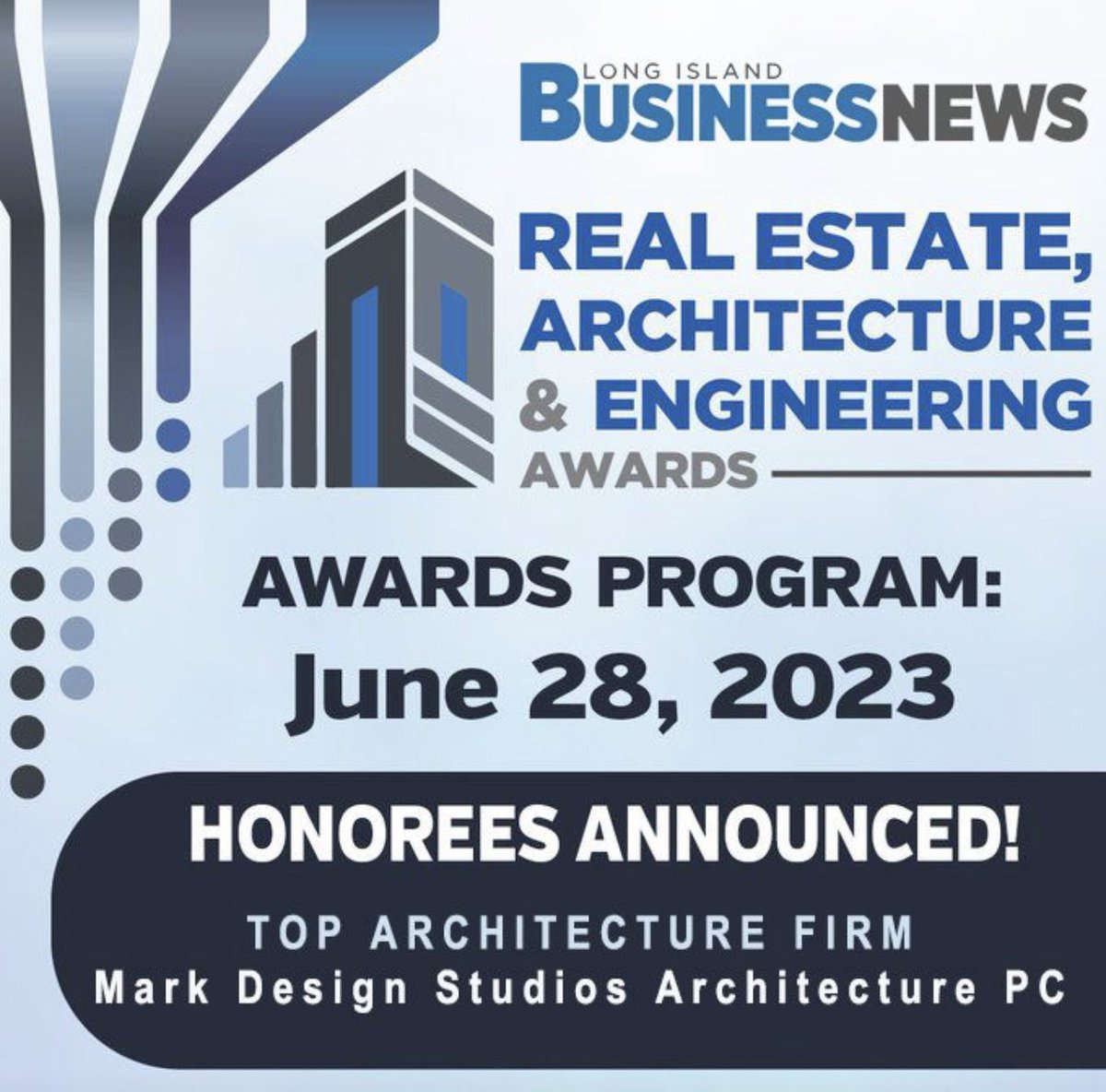 MDSArchitecture's tweet photo. So excited! We have been named a Top Architecture Firm for 2023 by @LIBN! 

Thanks to our clients who trust us to create amazing and successful projects. 

A tribute to our office team! 

#architecture #work #educationaldesign #librarydesign #nyssba
#nyscoss https://t.co/ywaAmahFgO