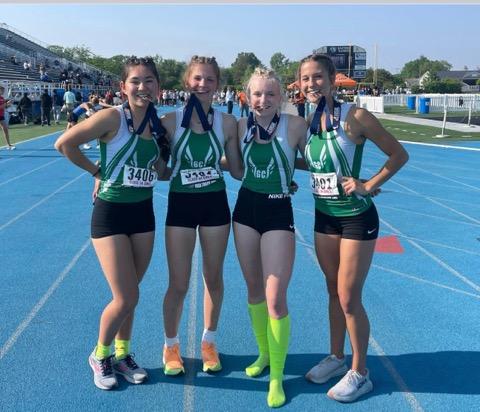 GCHSGirlsTrack's tweet photo. Here are your 3A 4x400 Meter Relay 6th place state finishers! Congratulations to Ava, Sofia, Catherine, and Bella.  Thank you alternates for supporting and keeping our girls focused!! https://t.co/QK8arT74Oj