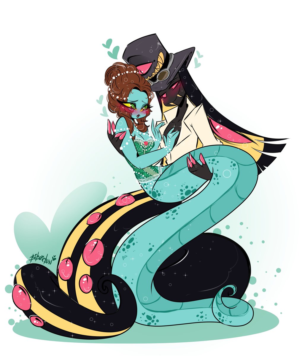 💚 The Gent & his Lady 💚

Commission by @bibziebun 
•
•
•
Had to get some #EmeraldSnake serotonin. Emerald is very shy when inciting intimacy so Pen is encouraging her 💚✨
#SirPentious