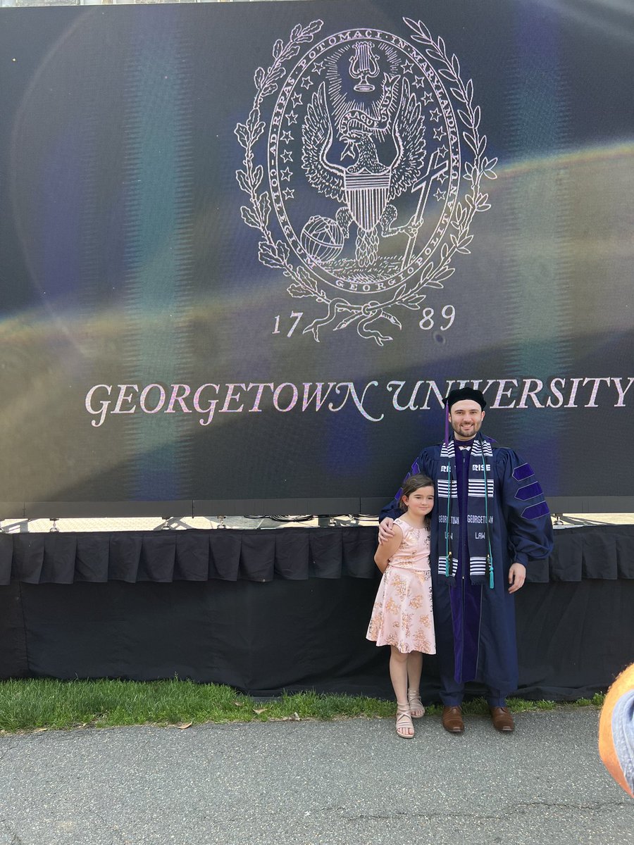 WidmannNoah's tweet photo. @GeorgetownLaw Commencement today was amazing. After being the first to attend any college in my family, becoming a teen dad, working as an EMT to pay my way through community college, and several other twists and turns, I can finally say I am Noah Chase Widmann, JD. #HoyaLawya https://t.co/O0x4IvDtUe
