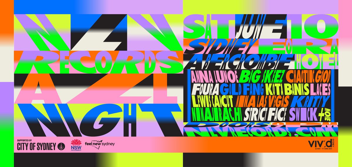 Nina Las Vegas (@ninalasvegas) on Twitter photo .<a href="/VividSydney/">Vivid Sydney</a> x <a href="/nlvrecords/">NLV Records</a> ALL NIGHT LONG!
Sat 10 June 🩵
The Abercrombie 🔥
ft.
<a href="/annalunoe/">Anna Lunoe</a>
<a href="/BigSkeez48/">بيج سكيز</a>
Chaotiic Good
@itsFOURA
Gold Fang
<a href="/krittyy/">Kritty</a>
@KotaBanksmusic
<a href="/laceslaceslaces/">laces</a>
@LewisCanCut
NLV
@Ninajirachi
@StrictFace
<a href="/swickswick/">danny</a>
Tix:
moshtix.com.au/v2/event/nlv-r… .<a href="/VividSydney/">Vivid Sydney</a> x <a href="/nlvrecords/">NLV Records</a> ALL NIGHT LONG!
Sat 10 June 🩵
The Abercrombie 🔥
ft.
<a href="/annalunoe/">Anna Lunoe</a>
<a href="/BigSkeez48/">بيج سكيز</a>
Chaotiic Good
@itsFOURA
Gold Fang
<a href="/krittyy/">Kritty</a>
@KotaBanksmusic
<a href="/laceslaceslaces/">laces</a>
@LewisCanCut
NLV
@Ninajirachi
@StrictFace
<a href="/swickswick/">danny</a>
Tix:
moshtix.com.au/v2/event/nlv-r…
