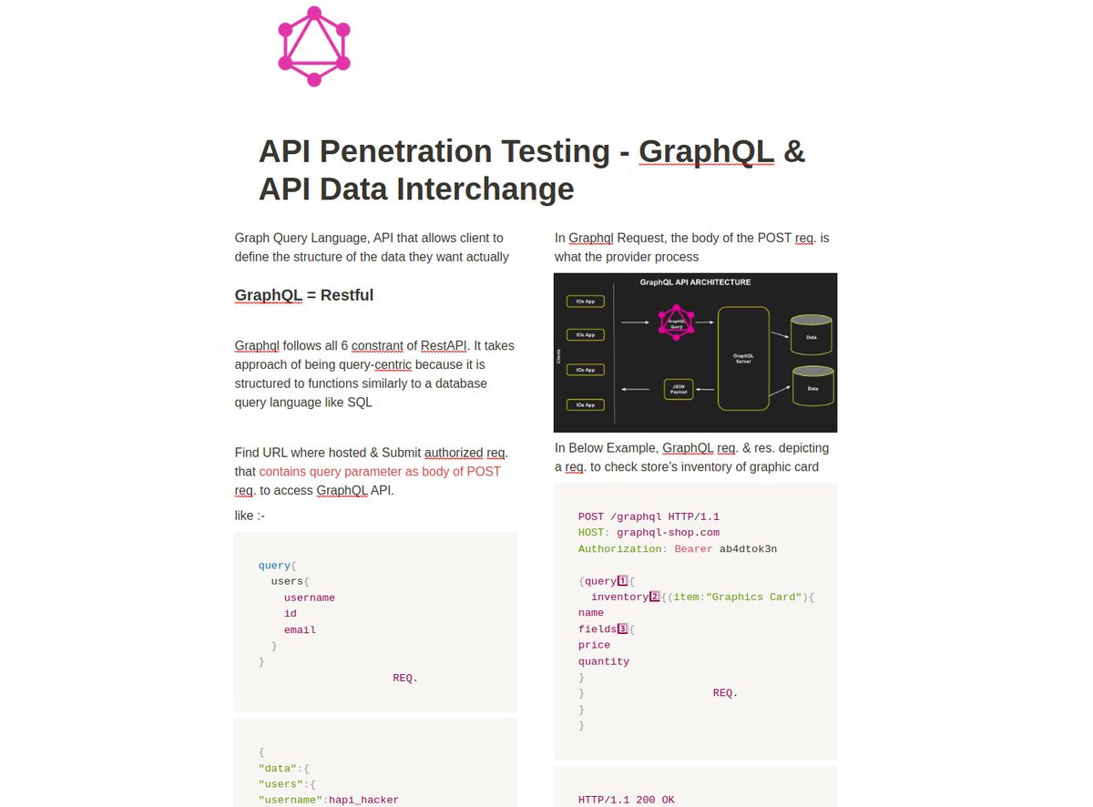 API Penetration Testing Series  🍃  - Part 4 

GraphQL 🪴& 🫑API Data Interchange

My Notion Notes 🔗 :
notion.so/aacle/API-Pene…
