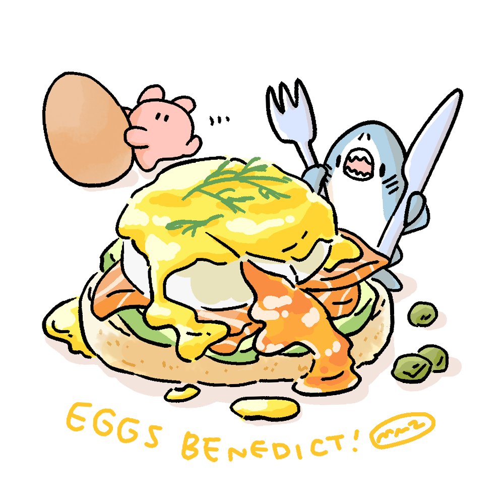 「エッグベネディクト!#たまご料理の日 #イラスト #illustration 」|サメとメンダコ🦈🐙namelessmm2のイラスト