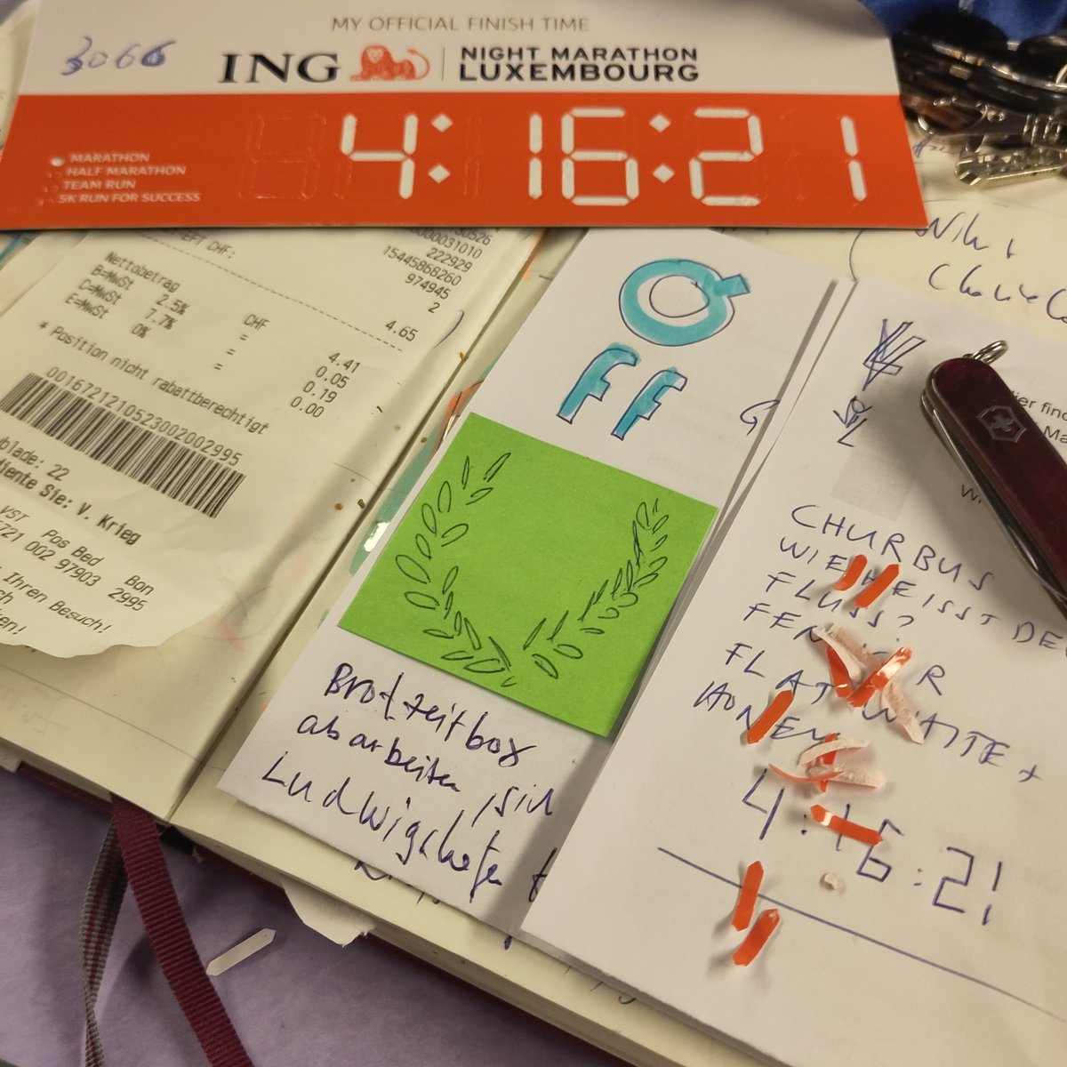 schreibgarten's tweet photo. Off wie in Official Finish Time.

#ing #Schleichwerbung #meta #bastelarbeit #Reisebilanz ⛑️🪂👇🏅#Bildbeweis #Luxemburg #justintime @ING_es @swearclock #logo @altpapier #off #offrunning 🤸🎖️🔥#deutsch #payday #tags #Schnittmuster #media #analog #Digi https://t.co/SxYUleGItx