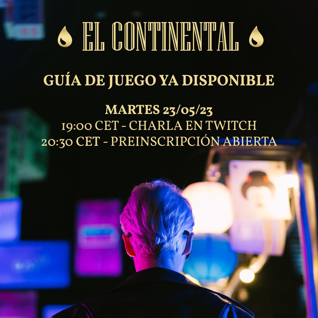 Os damos la bienvenida a El Continental.

🩸¡Guía de juego ya disponible! 🩸

Descubre el glamour de la sangre:
✨Apertura de preinscripción: 23/05/2023.
✨Página web: efimeral.com/rolenvivo-el-c…
✨Guía de juego: bit.ly/guia-el-contin…