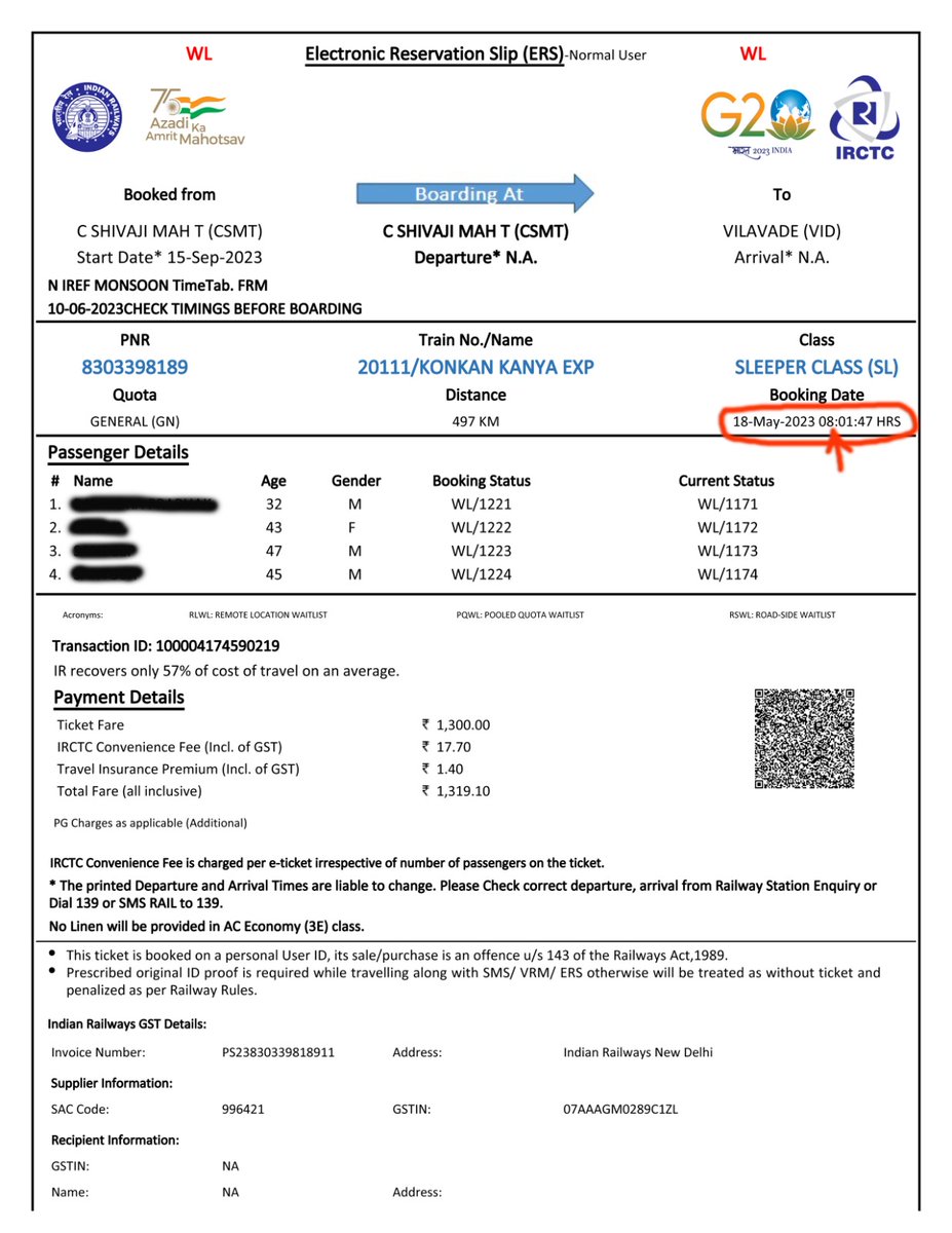 Mumbaikhabar9's tweet photo. Viral | Passengers intending to travel to Konkan area from Mumbai for Ganeshotsav feel there is some bungling in ticket booking | How are all the train tickets booked within 60 seconds, they ask? Ticket attached for Kanya Express express for 15th September 2023 booked within 1 minute 47 second shows waiting list number 1171.