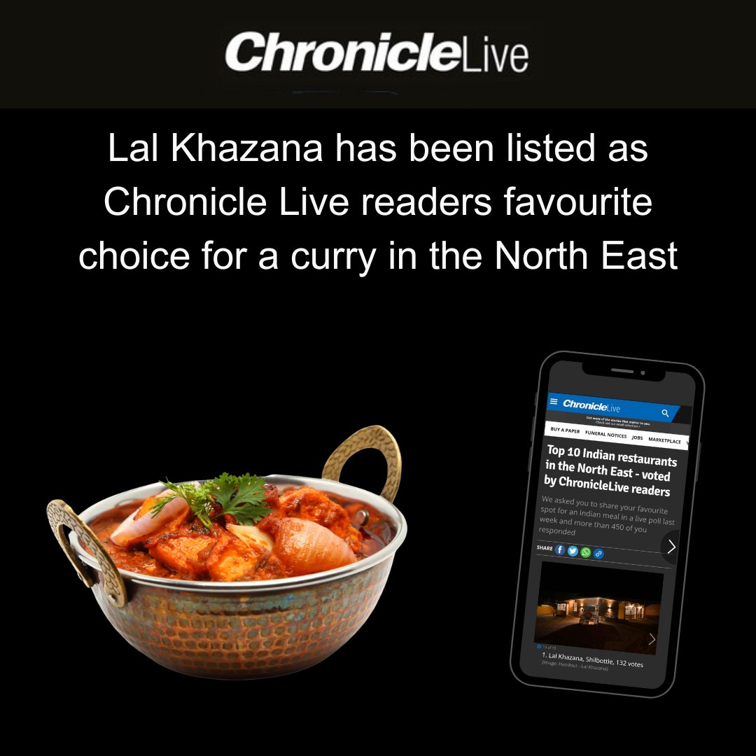 We've been listed as Chronicle Live readers favourite choice for a curry in the North East.

Thank you all for the votes and recommendations  ❤️

#Shilbottle #Alnwick #Northumberland #NorthEast