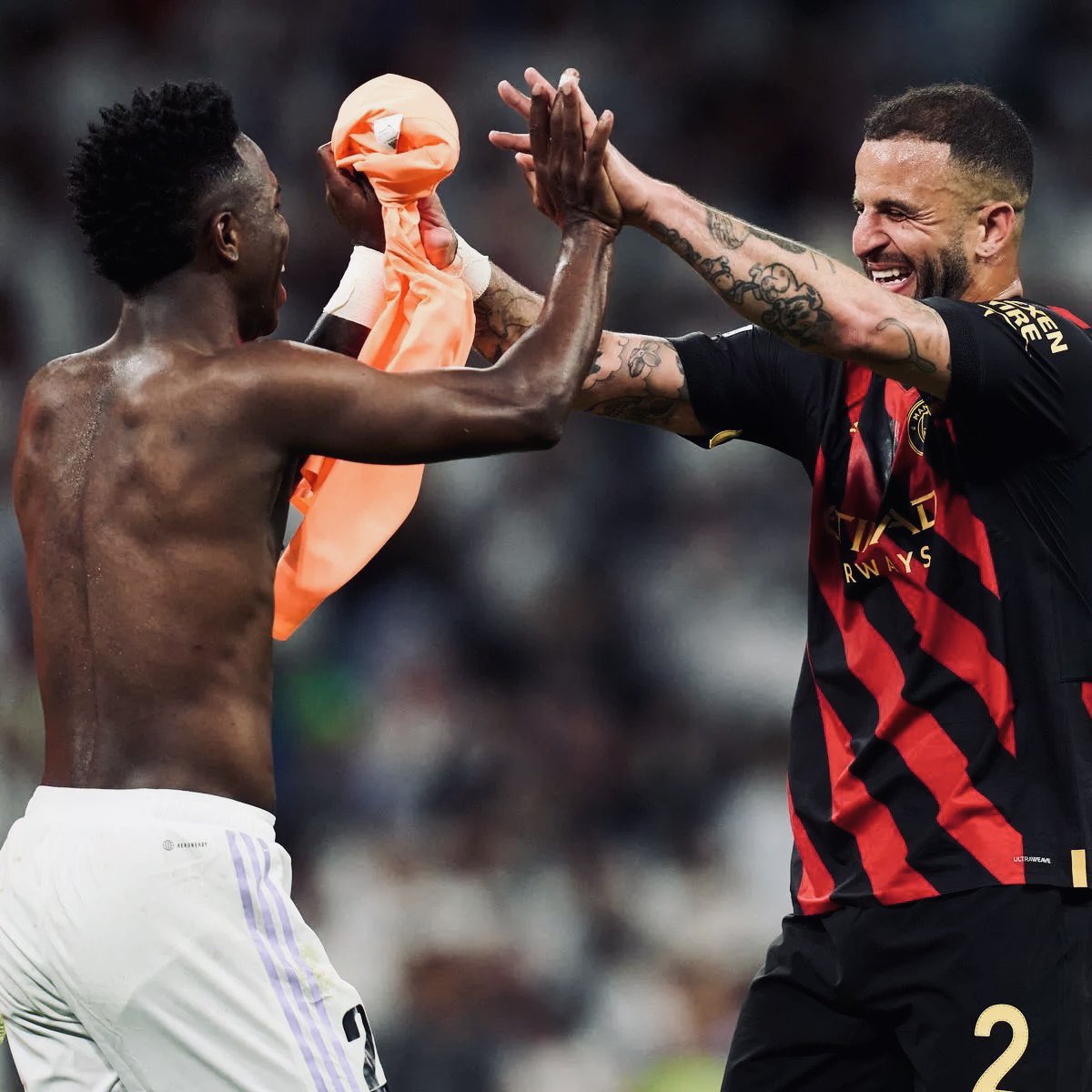 XavsFutbol's tweet photo. The respect Vinicius gets from teams/fans outside of La Liga versus the respect and lack of protection he gets inside of La Liga will be the exact reason he might end up leaving Spain. It’s getting dangerous at this point. https://t.co/XM7DNFr7IA