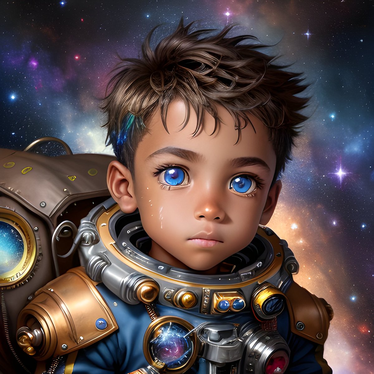 Stellar Voyages: A Young Astronaut's Odyssey

1. Venturing into the cosmos, a young boy in a steampunk spacesuit reflects stars in his wide-eyed wonder.
#midjourneyv51 #midjourney5 #aiphotography #synthography #digitalart #AIart #AIArtwork #AIphoto #midjourney #ai #art