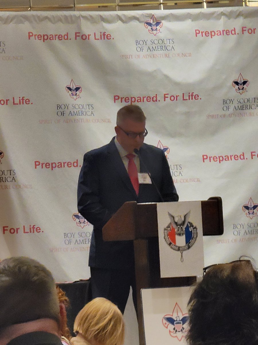 BSA_NEBC's tweet photo. The 2023 Eagle Recognition Dinner is underway. Gordon Forrest is presenting the Adam's Eagle Scout Project of the year award to Aaron Dancewicz #eaglescoutproject #scoutsbsa #SOA https://t.co/w2in57iMOv