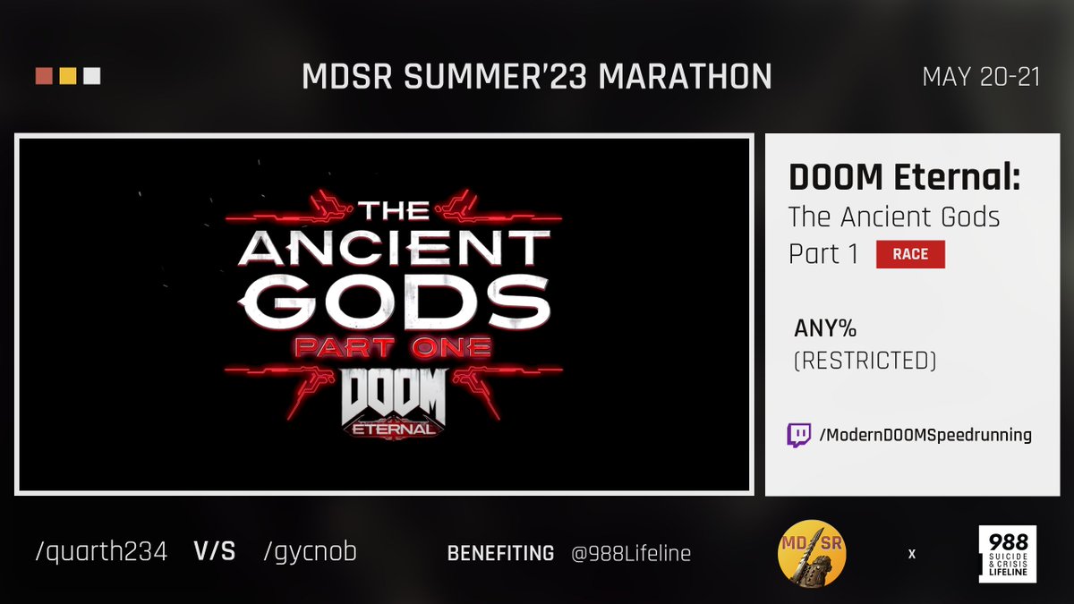 ModernDOOMSR's tweet photo. Buckle up as quarth234 and gycnob race to complete DOOM Eternal’s first DLC: The Ancient Gods Part 1!
https://t.co/3wjzIioXbQ https://t.co/R5iJagg3bO