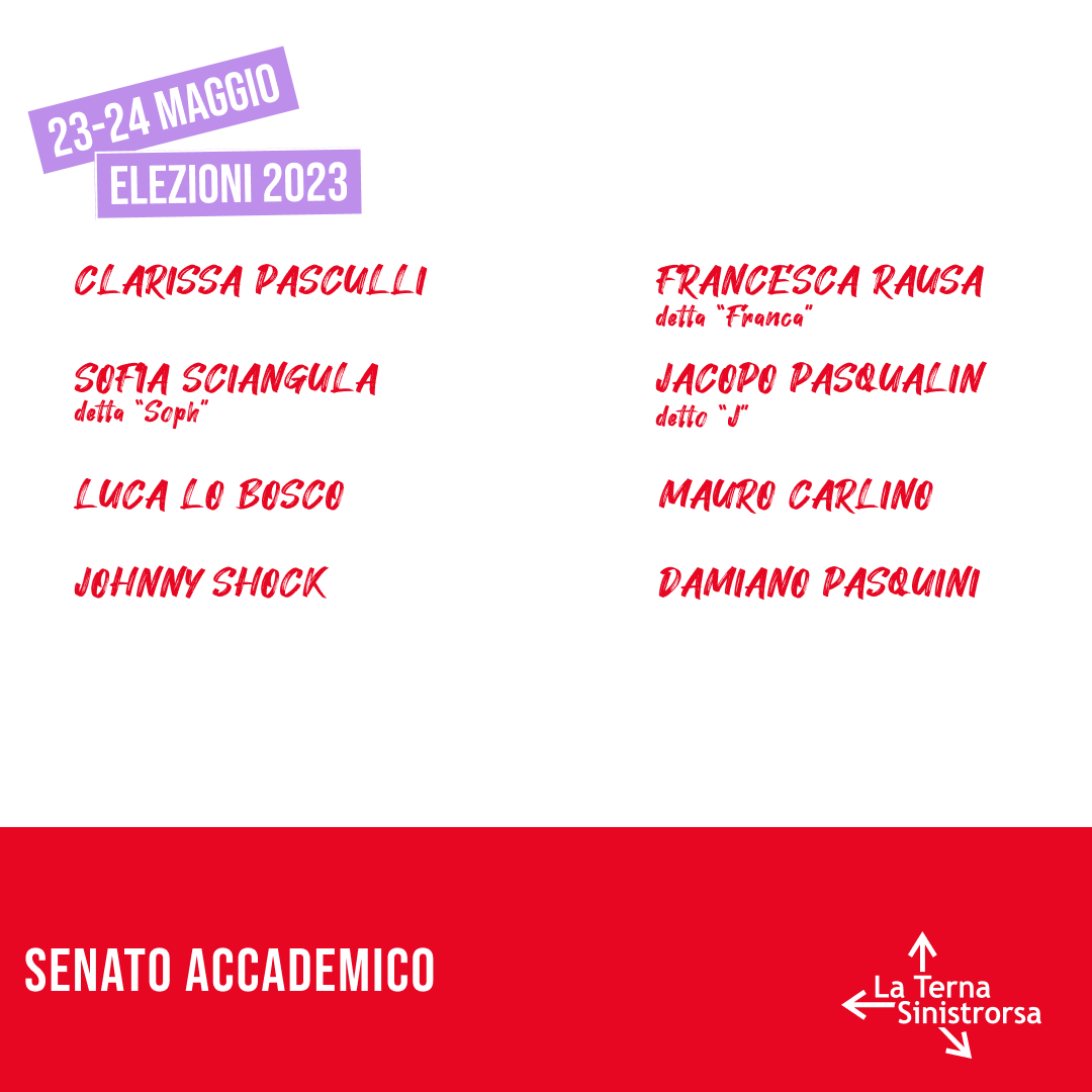 ternasx's tweet photo. Ecco chi si candida con La Terna Sinistrorsa per il Senato Accademico!

#ClarissaPasculliperilSenato
#EricaArduperilCdA https://t.co/h609kgkr6j