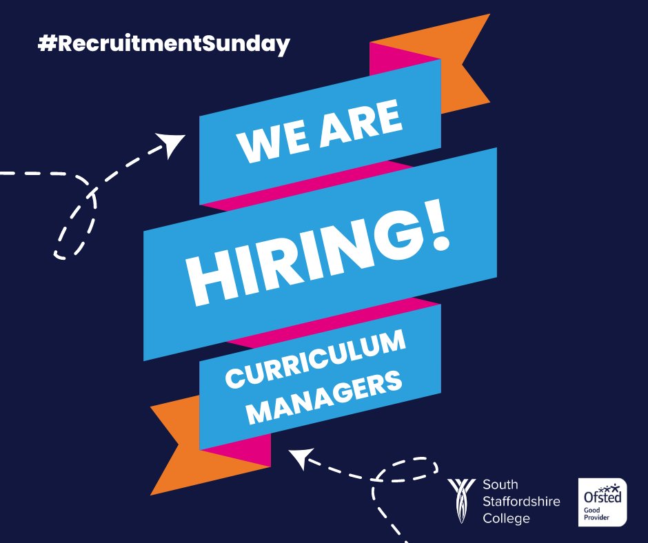 AndyTBSSSC's tweet photo. southstaffs: #RecruitmentSunday is highlighting the Curriculum Manager vacancies we currently have! We're looking for Curriculum Managers in:

✅ Plumbing &amp; Sustainability – closes 24/05

✅ Electrical – closes 25/05

✅ Computing &amp; Digital – closes 23/… https://t.co/avXclOP1I2