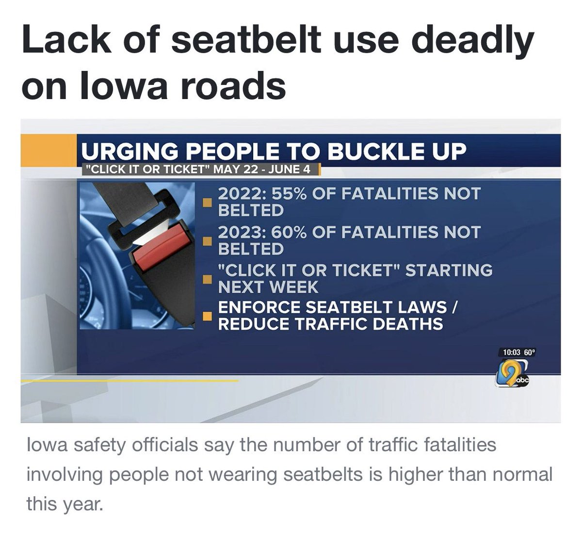 safe_iowa's tweet image. #ClickItOrTicket #BuckleUp #Iowa