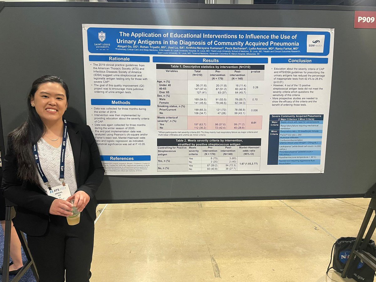 Ghassan kamel MD FCCP (@gkamelmd) on Twitter photo Our future chief fellow Abigail Go presented one of her many posters at #ATS2023 today.
Proud of her and our <a href="/SLUPCCM/">SLU Pulmonary and Critical Care Fellowship</a> fellows.
<a href="/atscommunity/">American Thoracic Society (ATS)</a>
<a href="/slusom/">SLU Medicine</a>
<a href="/SLU_GME/">SLU Graduate Medical Education</a> Our future chief fellow Abigail Go presented one of her many posters at #ATS2023 today.
Proud of her and our <a href="/SLUPCCM/">SLU Pulmonary and Critical Care Fellowship</a> fellows.
<a href="/atscommunity/">American Thoracic Society (ATS)</a>
<a href="/slusom/">SLU Medicine</a>
<a href="/SLU_GME/">SLU Graduate Medical Education</a>