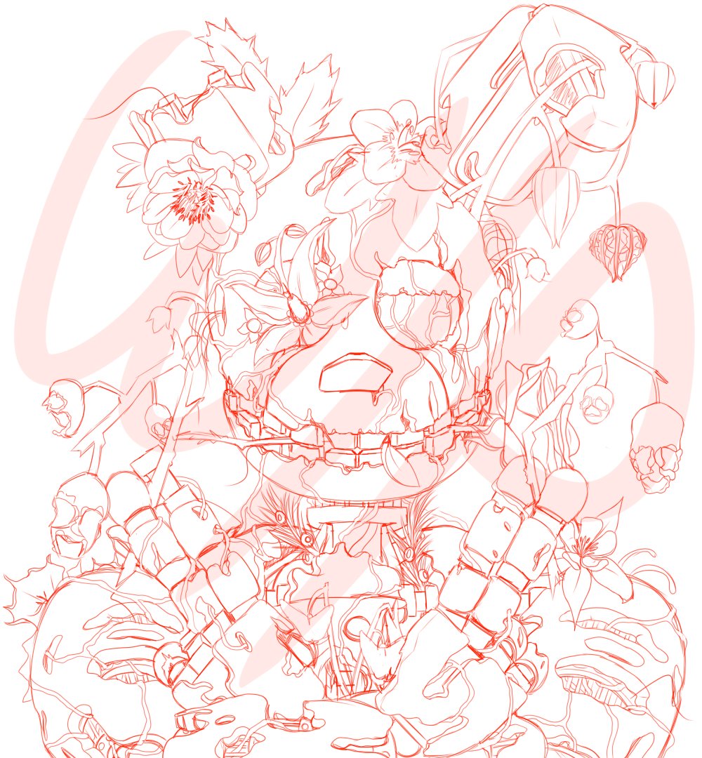 WIP of my Springtrap art for this month; each flower/plant has a meaning, be it appearance or metaphorical 
#fnaf #springtrap