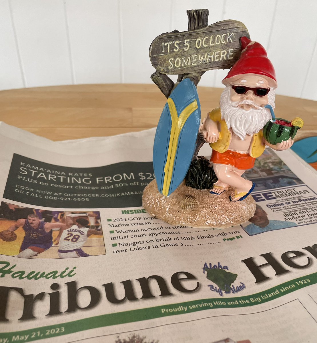 SylvieDahl's tweet photo. The new garden gnome shows little inclination to work. #retiredlife #retiredlifeisgood #retiredliving https://t.co/a3fEz1POKM