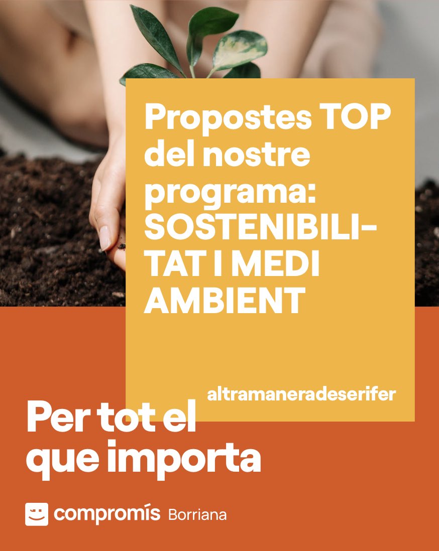 CBorriana's tweet photo. 🟠 Propostes TOP del nostre programa: SOSTENIBILITAT I MEDI AMBIENT

👉Teniu l’enllaç al programa complet en el nostre perfil 👤

#altramaneradeser
#altramaneradefer https://t.co/kdGIMNuoaX