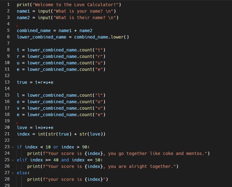 ForestryTech_SL's tweet image. #pythonprogramming #100DaysOfCode 
I built an Love meter and learn about python flow controls and Logical operators.