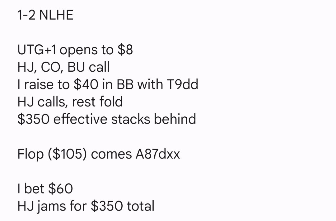 OckhamsRaiser's tweet photo. This is a relatively break even call or fold, right? https://t.co/SQJOwLHcnA