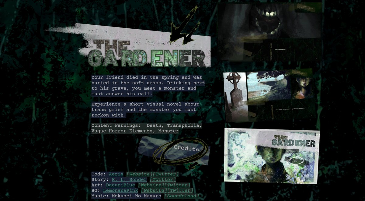 sonders_stories's tweet photo. 'The Gardener', the game I helped write about a trans man grieving his trans best friend has achieved over 200 downloads and almost 2000 views! Thank you all so much for the incredible support of this game, it means the world to me! https://t.co/kQDST41sJT