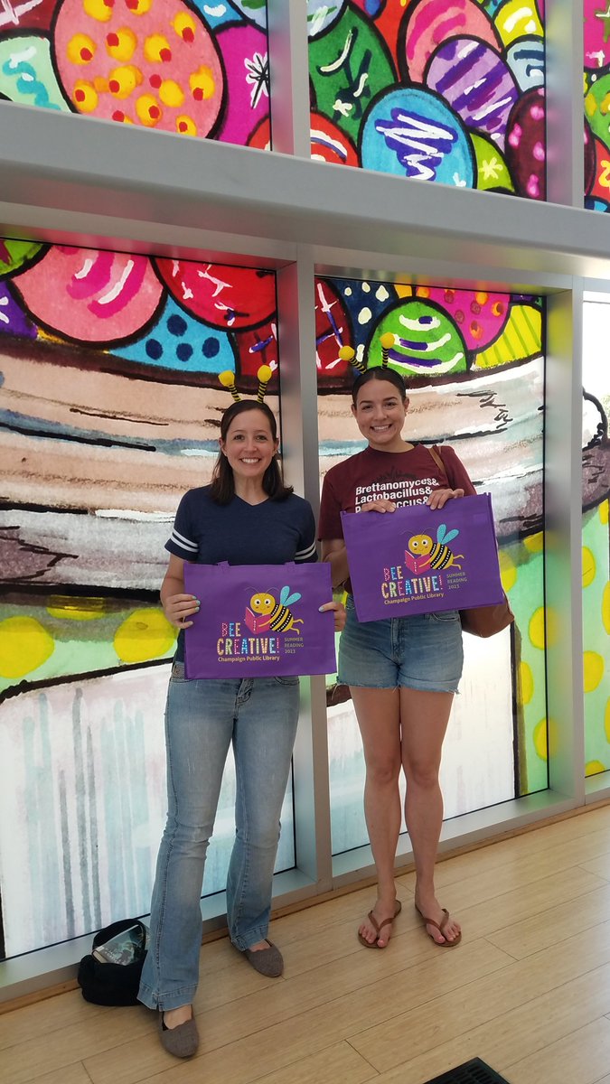 AMayoredu's tweet photo. Buzzing about @ChampaignPubLib  Excited to bee at the Reading Program Kick-Off Party with my friend @jennamhall this afternoon! We have signed up to BEE reading this summer! https://t.co/ktSAzrn7Qa