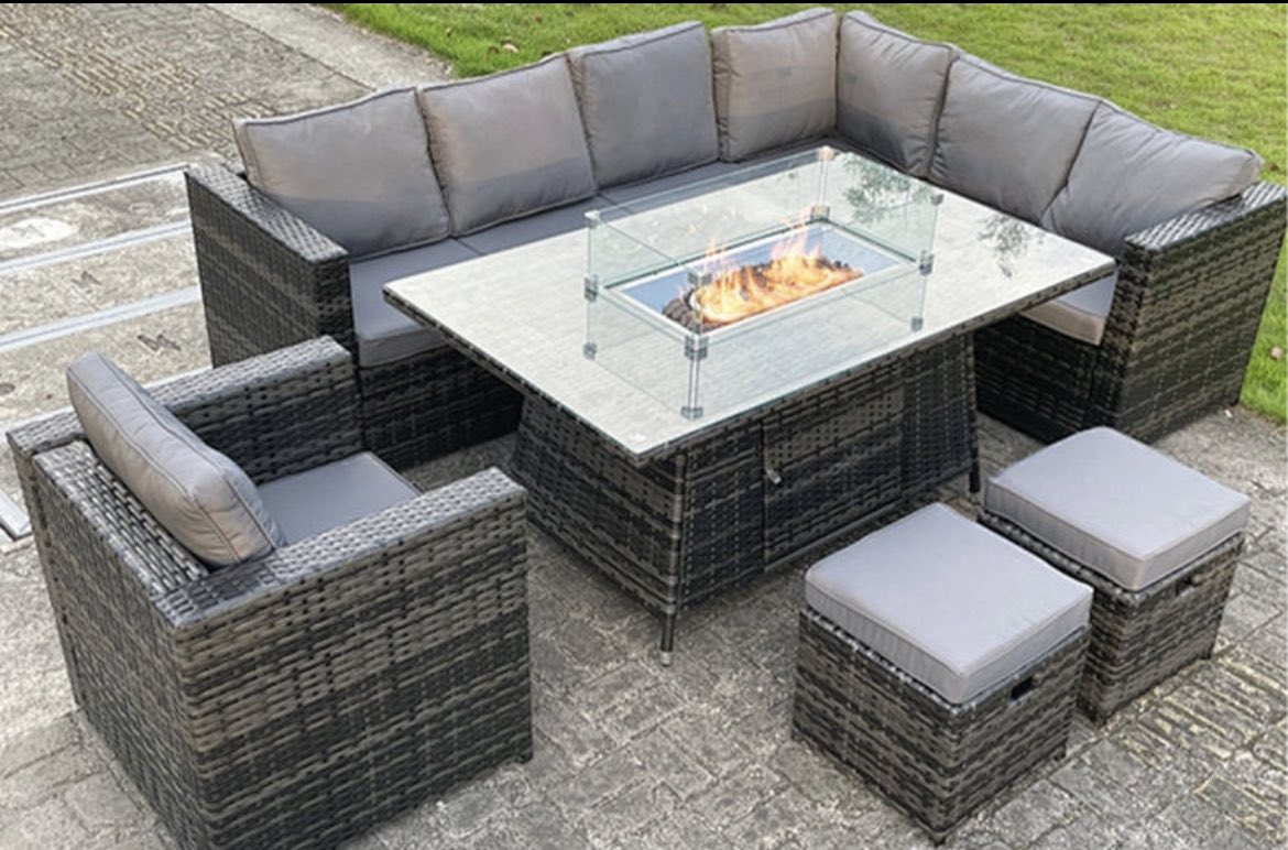 Love this stunning rattan garden furniture set with fire table and you will love the price 😍

Check it out here ➡️ awin1.com/cread.php?awin…