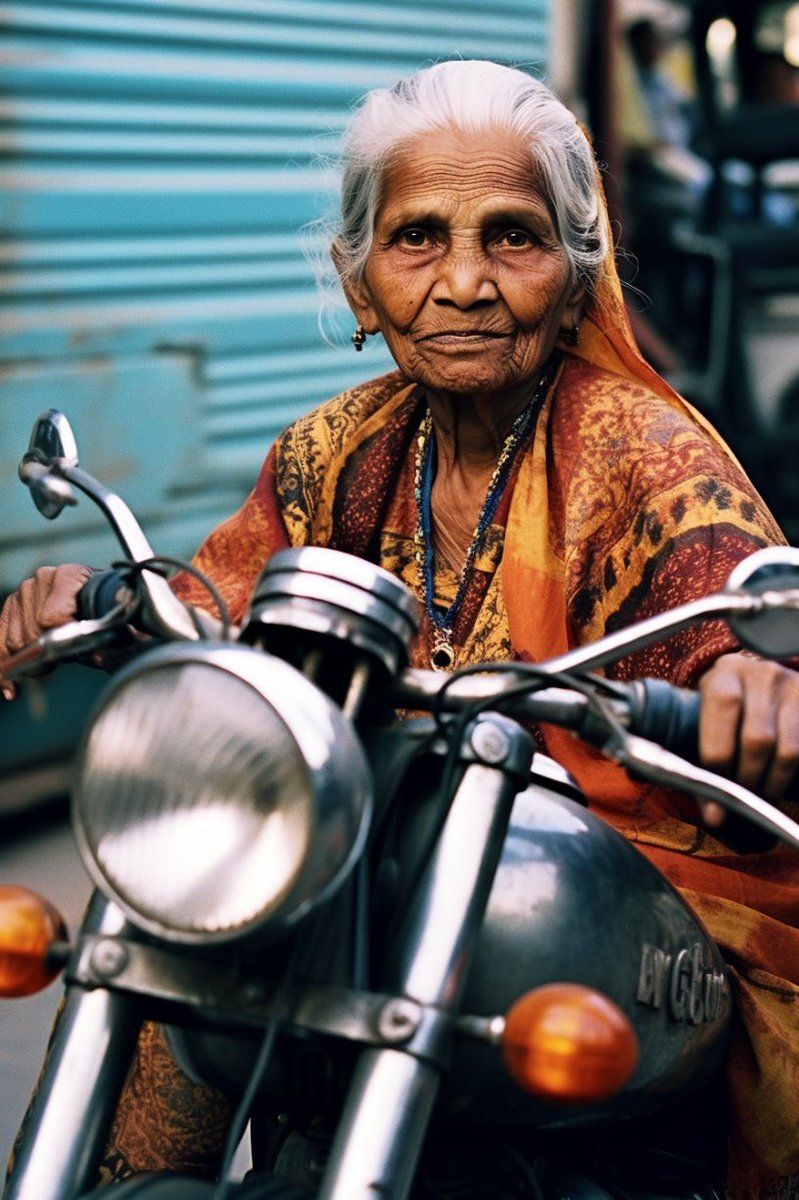 dxmid's tweet photo. 🏍️👵 Fearless and fabulous! Meet India's daring older ladies who are hitting the open road on their #HarleyDavidson and Royal Enfield motorcycles. Proof that adventure and attitude know no age! 🇮🇳💨 #FearlessGrannies #IndianBikerBabes #DXMID AI https://t.co/en7Wvm3r13
