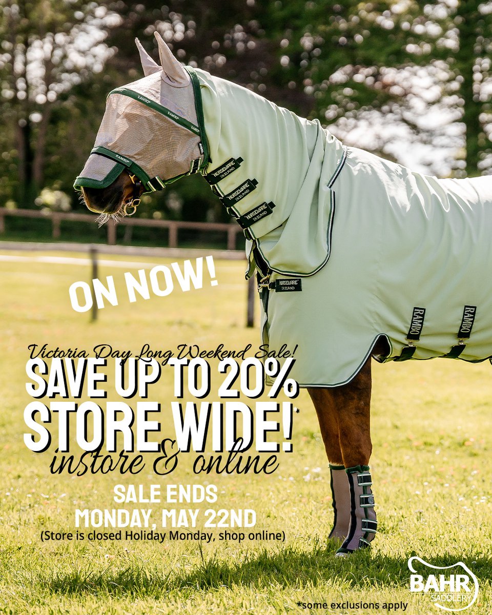 Shop the Long Weekend Sale at Bahr Saddlery and Save up to 20% off storewide!*⁠
⁠
Now until May 22nd in-store and online! ⁠
⁠
Closed Monday May 22nd⁠
⁠
*Some exclusions apply ⁠
#bahrsaddlery #wheregreatthingsarefound⁠
⁠
🛍️: bahrsaddlery.com