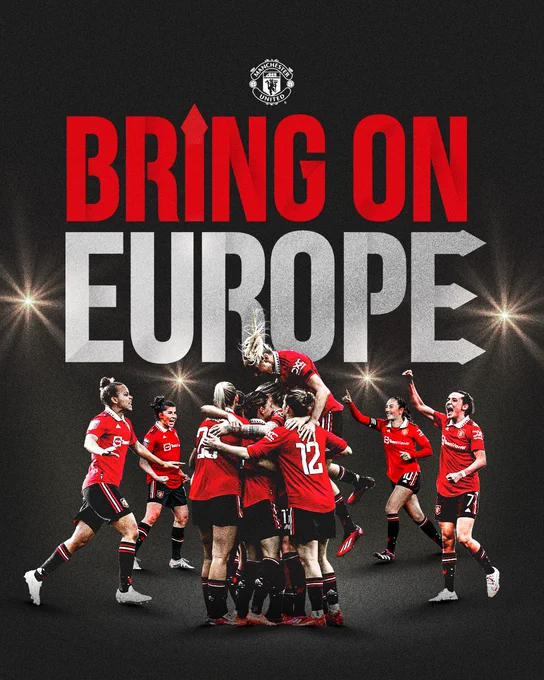 Graphic celebrating United qualifying for the Women's Champions League for the first time.