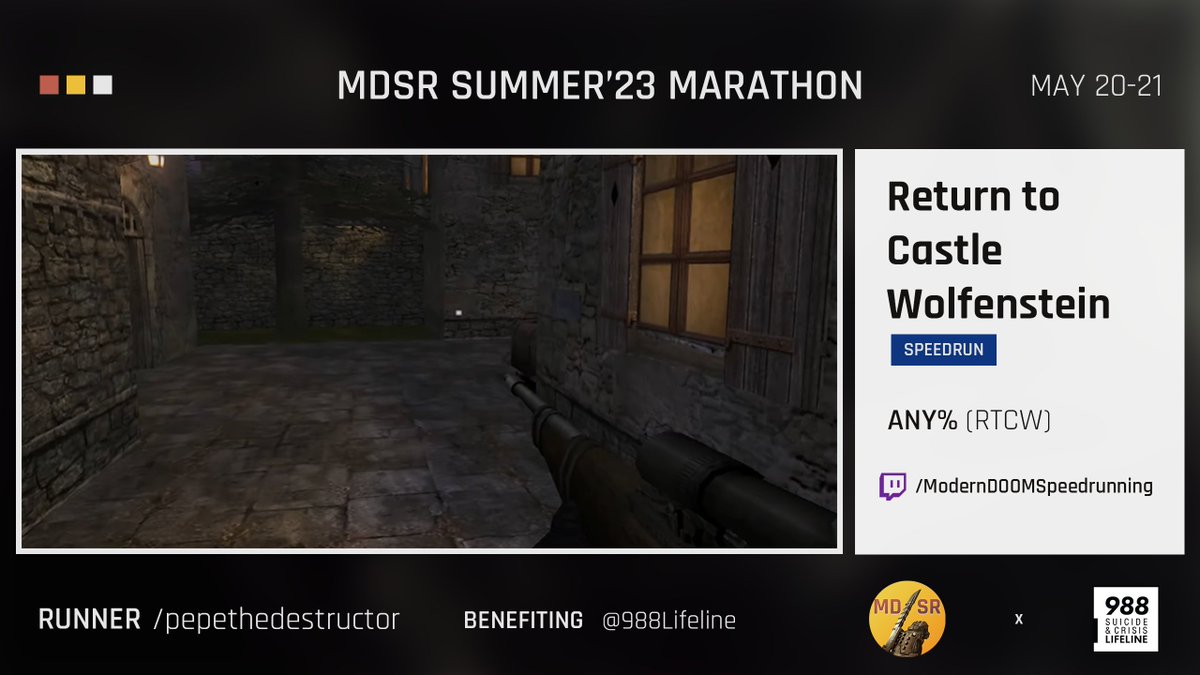 ModernDOOMSR's tweet photo. Want to see some neat tricks and jumps? Watch pepethedestructor’s speedrun of Return to Castle Wolfenstein on our Twitch page! 💪

We're almost at 3K! Keep those donations coming ❤️🧡

https://t.co/3wjzIipv1o https://t.co/TTrrjzQkt9