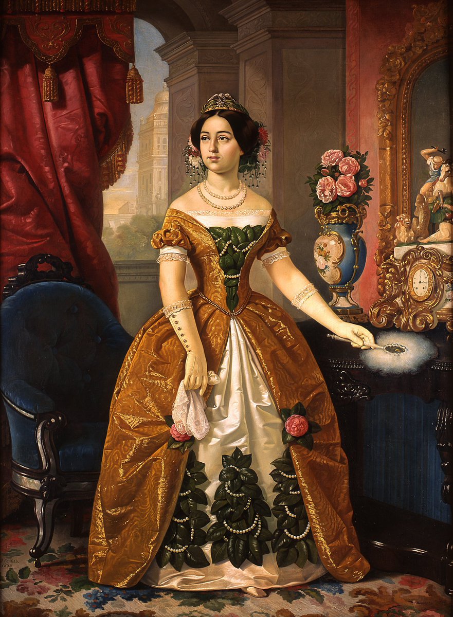MUNALmx's tweet photo. #SabíasQue Juan Cordero retrató a la esposa del entonces presidente Antonio López de Santa Anna.
 
El "Retrato de doña Dolores Tosta de Santa Anna", pintado en 1855, denota contrastes cromáticos, confiriéndoles una brillantez inusual en la pintura académica de esa época. https://t.co/6PAuftB87G