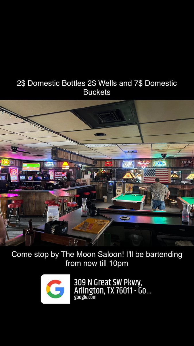 Bennjii's tweet photo. Bartending at the moon saloon in Arlington till 10pm help a man out and come out tonight if it's busy enough I'll stay open later 🥳 https://t.co/hp7gXhFitL