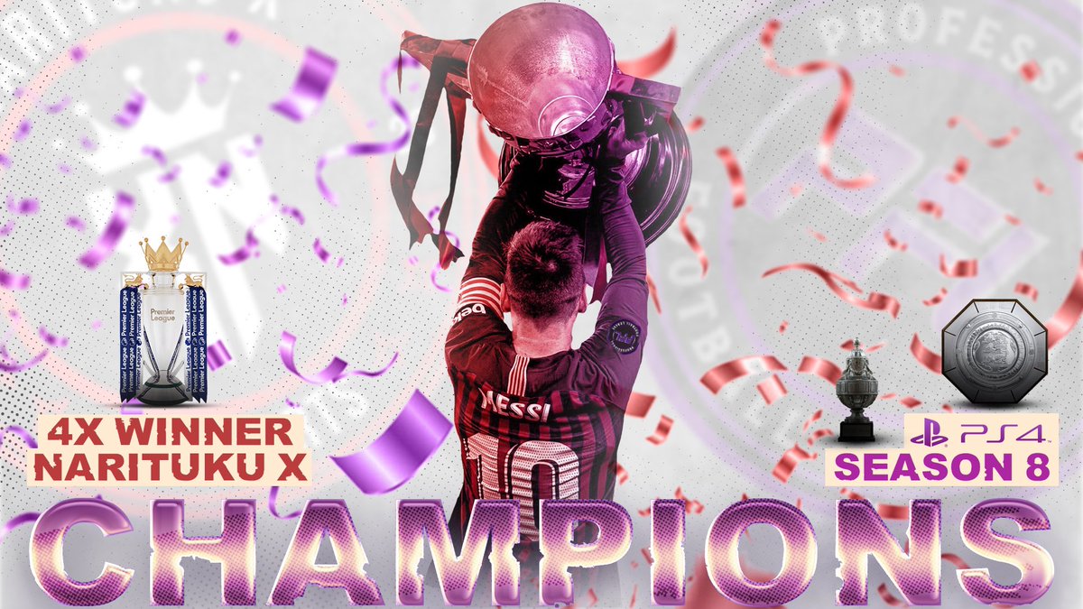 OfficialPFL_'s tweet photo. Congratulations to @NaritukuxEs for winning the S8 PS4 Premiership 🔥

Manager : @Reeceyy19x 

4x Prem Winners 🐐
Invincible 🥇

Who will take crown of champion next season? 👀

Taking registrations for new season please apply below ⬇️ 

https://t.co/WOsVl3Sxnh https://t.co/Cb9oU3BvfO
