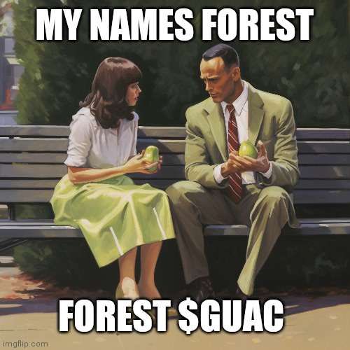 guac_gg's tweet photo. Just like Forest, $GUAC stays running https://t.co/UlOZQNscpL