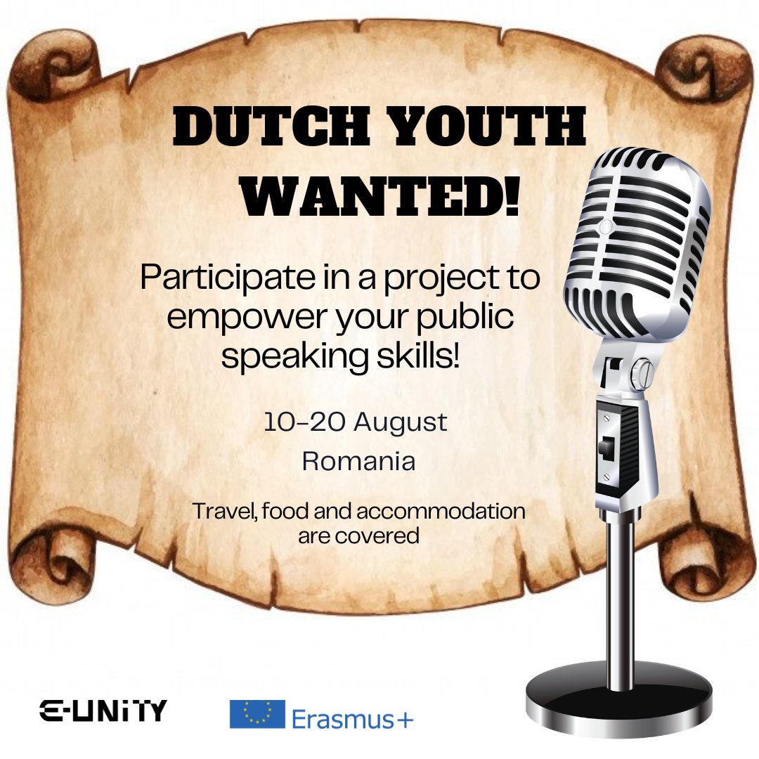 Unleash the Power of Public Speaking with Us! 🎤To sign up or obtain more information, please send us a DM or an email at info@e-unity.nl. #EmpoweringVoices #Erasmus #PublicSpeakingWorkshop #SpeakUp
#ConfidentCommunication
#YouthLeadership #ExpressYourself
#ArtOfCommunication