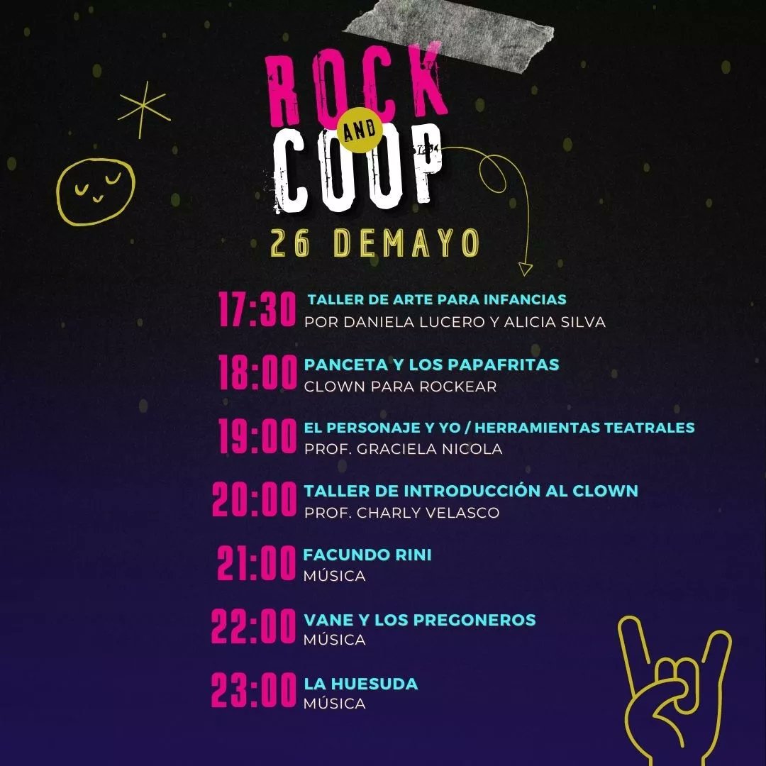 ☢️ El jueves 25 de Mayo vamos a estar participando de la 1ra edicion de Rock and Coop. !!

⚠️ Un festival que conecta cooperativas culturales ,artistas y emprendedores de la economia social.
Organizado por  <a href="/Gestaraorg/">Gestara</a> .

Te esperamos
Acasusso 6930 ,Liniers,CABA