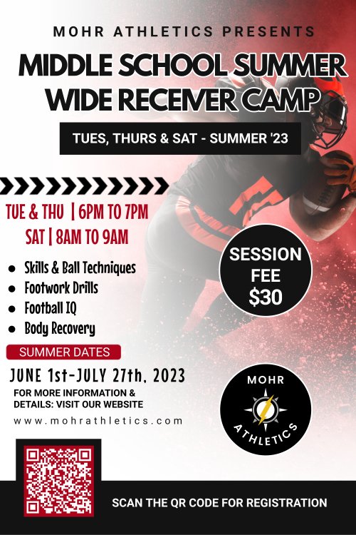 This summer we'll be holding weekly WR Group Training Sessions for middle school & high school! Spots are limited to 8 athletes per session but will be held all summer! Private lessons also available! Sign up below! Middle - forms.gle/ukt7kENicZEhCJ… High - forms.gle/1bD6wNPkEhyHJc…