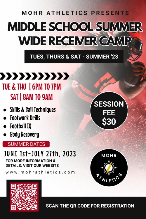 This summer we'll be holding weekly WR Group Training Sessions for middle school &amp; high school! Spots are limited to 8 athletes per session but will be held all summer! Private lessons also available!

Sign up below!
Middle - forms.gle/ukt7kENicZEhCJ…
High - forms.gle/1bD6wNPkEhyHJc…