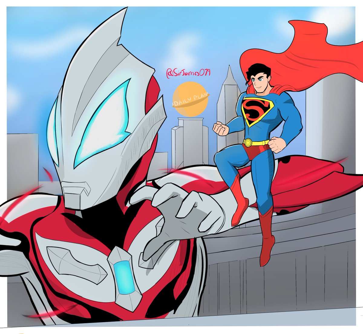 'Look, up in the sky! it's a bird, it's a plane, it's-

It's a giant?'  

A new hero arrives in Metropolis!

#Superman #Ultraman