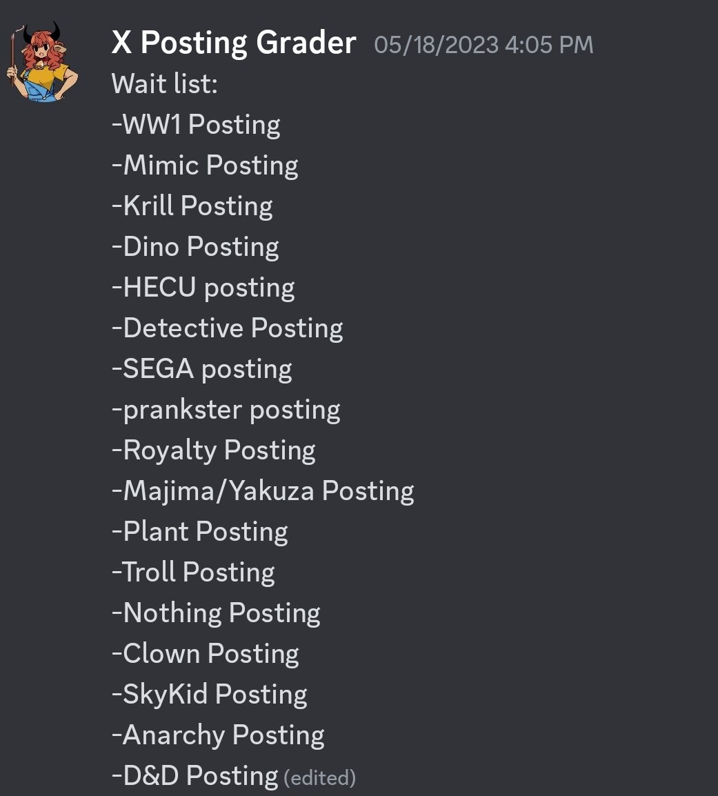 My priority list is complete and here is current wait list for the posting accounts. If you have a posting account to recommend (or to self-promo), reply.