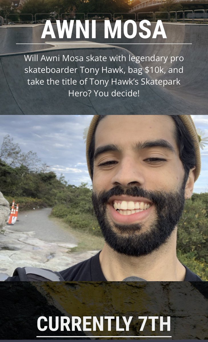 PanicMe's tweet photo. Please Twitter do your thing and help me win this Tony Hawk Comp. I’m in 7th place and need your vote 

https://t.co/7tq0r99o0f https://t.co/EuRUMGAvcn