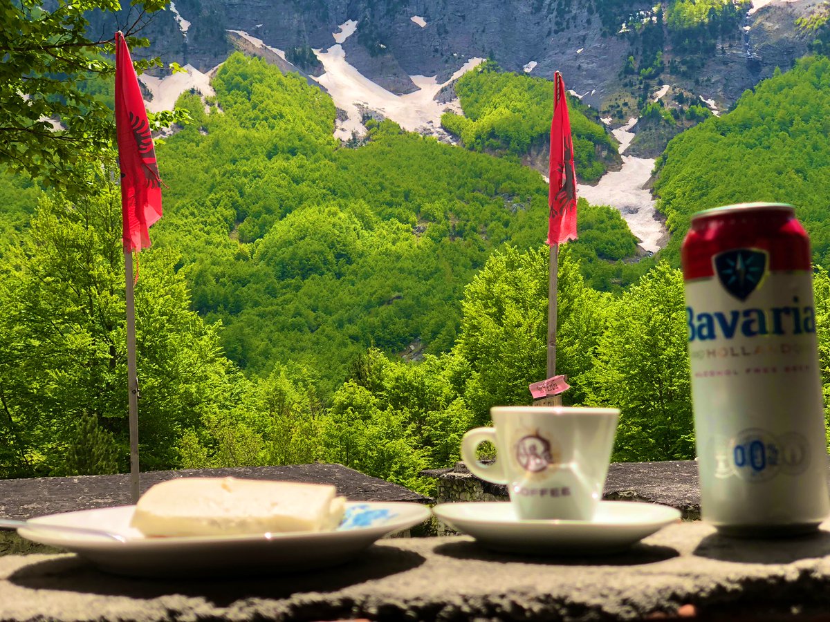 Northern Albania, nearby Lake Valbona National Park. The majestic pictures we experience while hiking through this valley, between two massive mountains are hardly depictable. Authentic home-made goat cheese, Turkish coffee and Bavarian beer - thoroughly idyllic.